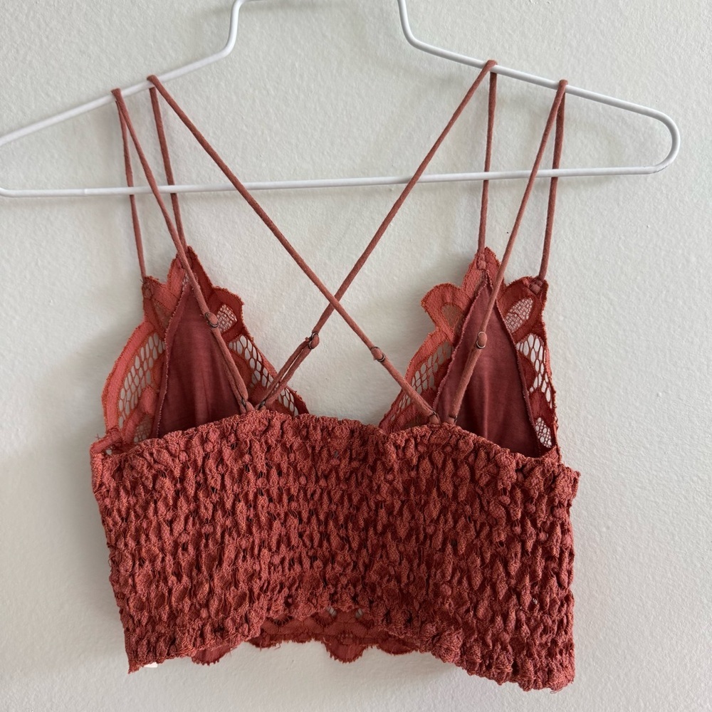 Intimately Free People Adella Lace Floral Bralette Top Copper Orange Size Small - Picture 7 of 11
